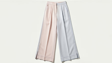 pink and gray women's pants isolated on white background with clipping pathの写真素材