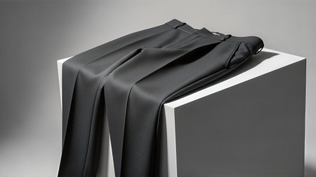 Black satin fabric on a white box. 3d rendering.の写真素材