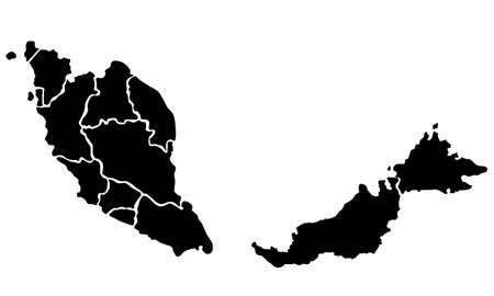 design silhouette black Malaysia country mapのイラスト素材