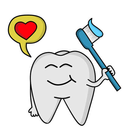 dental character design that is smiling happily because it is healthyのイラスト素材