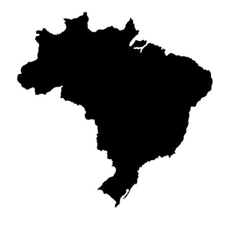 black silhouette design map of brazil countryのイラスト素材