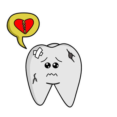 Tooth design with holes and cracksのイラスト素材