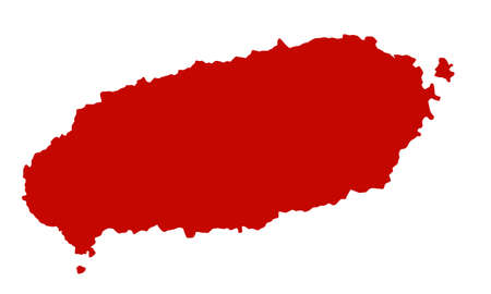 red silhouette on a map of Jeju Island in South Korea on a white backgroundのイラスト素材