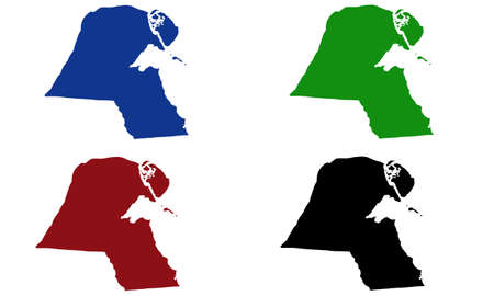 map silhouette of the country of Kuwait the Middle Eastのイラスト素材