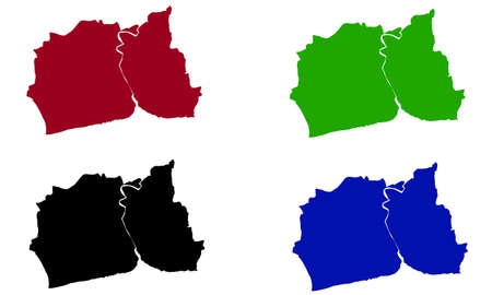 silhouette map of Samut Sakhon province in Thailandのイラスト素材