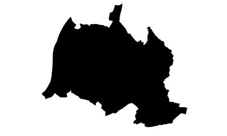 silhouette map of the city of Karlsruhe in Germanyのイラスト素材
