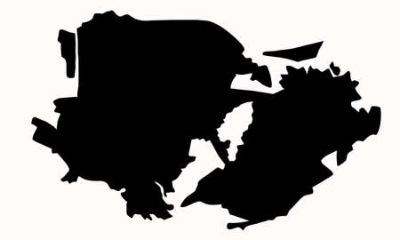 silhouette map of the city of Surgut in Russiaのイラスト素材