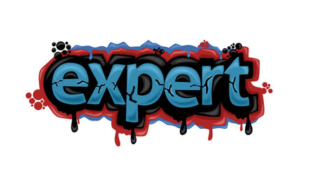 colorful EXPERT writing graffiti designのイラスト素材