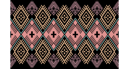 Ikat geometric folklore ornament with diamonds. Tribal ethnic vector texture. Seamless striped...