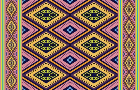 Embroidered old handmade cross-stitch ethnic Ukrainian pattern. Towel with ornament, called rushnyk in vectorのイラスト素材