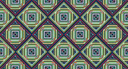 Tribal striped seamless pattern. Aztec geometric vector background. Can be used in textile design, web design for making of clothes, accessories, decorative paper, wrapping, envelope; backpacks, etc.のイラスト素材