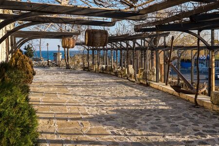 Old Town Nessebar Patio with Barrelsの写真素材