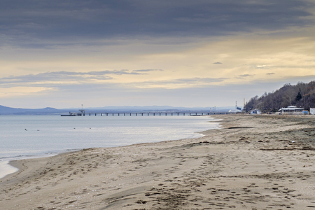 Empty winter beach