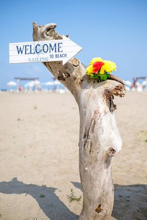 Welcome to the beach verticalの写真素材