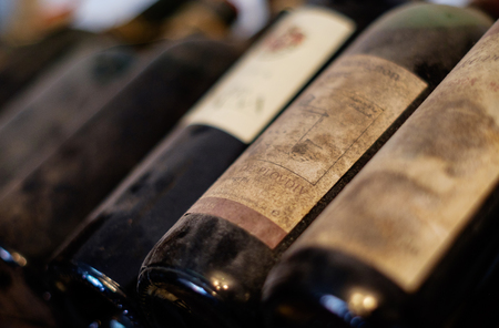 Old collection wine bottlesの写真素材