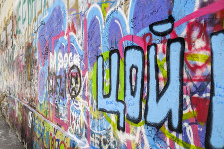 Graffiti on the wall of famous russian singer Vikrot Tsoi 2の写真素材