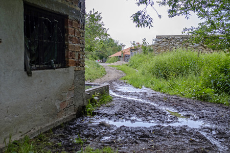 Dirty road in the Bulgarian village 1の写真素材