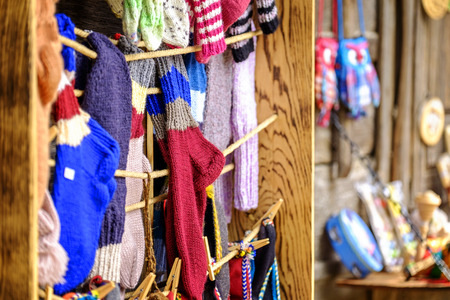 Socks for sale at street marketplaceの写真素材