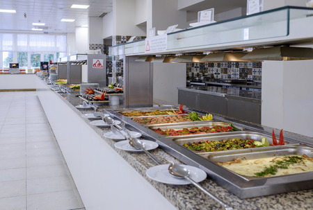 Long buffet with soup of the day and main dishes 4の写真素材
