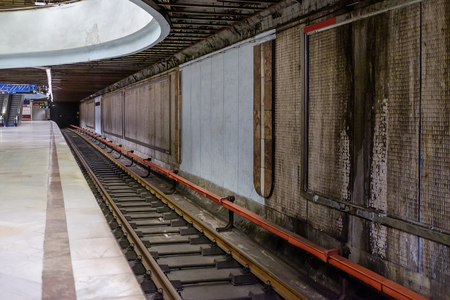 Metro station in Bucharest with grunge dirty wallsの写真素材