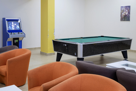 Table for billiards and game area in the hotel lobby 1