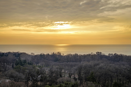 Beautiful golden sunset over black sea 1の写真素材