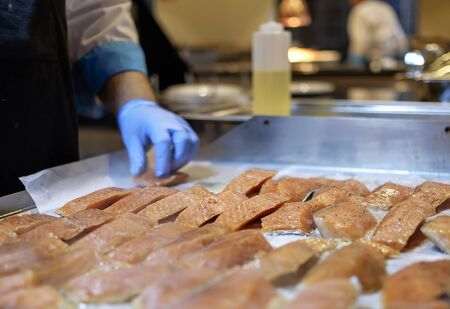 Preparing Mediterranean food on professional kitchen 11
