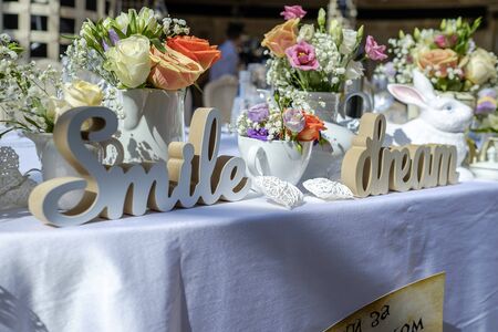Wedding table decorated with garden flowers 6