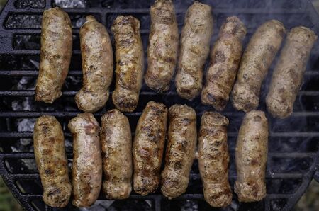 Grilled Sausages Are Fried in Smoke BBQ 9の写真素材