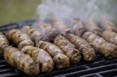 Grilled Sausages Are Fried in Smoke BBQ 8の写真素材