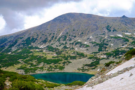 Landscape of Clear Mountains Lake with Reflectionsの写真素材
