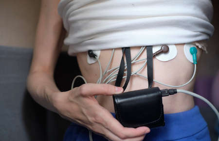 pressure measurement. Cardiology. Halter for the heart. Heart diseases. Hospital apparatus.の写真素材