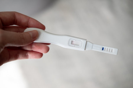 negative pregnancy test with one line, close upの写真素材