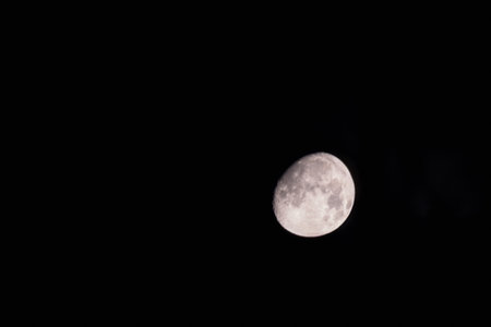 close-up of the moon in the night skyの写真素材