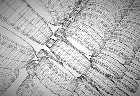 Black and white poster in the style of elementary geometryのイラスト素材