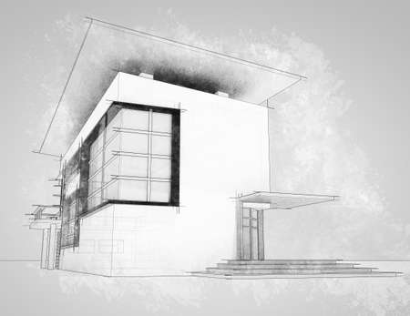 Sketch of private cottages, shown in a plain style.の写真素材
