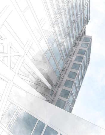Sketch of the business center. From drawing to implementation.の写真素材
