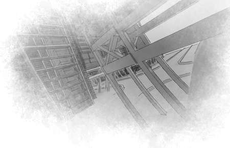 Sketch of the business center. From drawing to implementation.