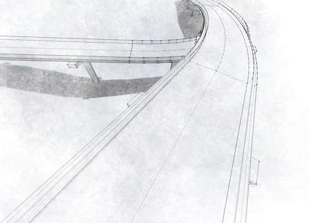 Sketch of the bridge project, in pencil.の写真素材