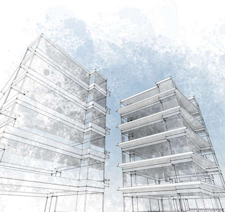 Sketch of a city street, business center.の写真素材
