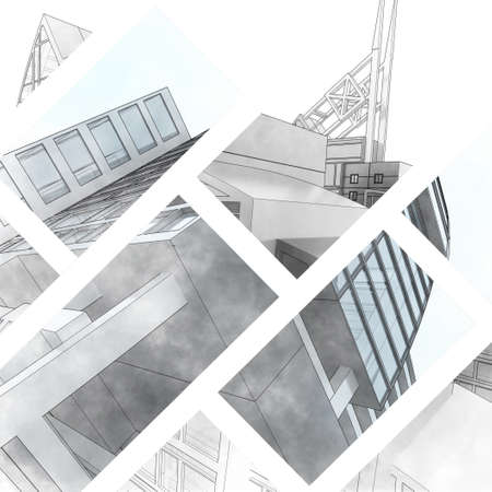 Collage sketch of a city street, business center.の写真素材