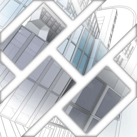 Collage sketch of a city street, business center.の写真素材