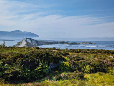Atlantic road in Norway, Atlanterhavsveien. fantastic road bridge over the ocean. world famous street, bridgeの写真素材