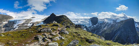fantastic view of Kattanakkjen and Briksdalsbreen glacer in Jostedalsbreen National Park. Mountaineering in norway.の写真素材