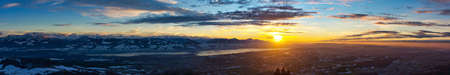 Panorama, Top view from Bachtel Tower located at Zurich Oberland during Winter sunset time. view...