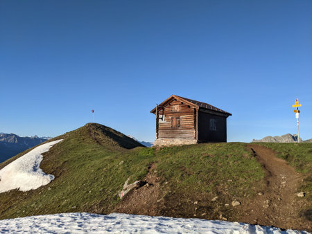 Davos Klosters Mountains in Switzerland, Swiss Aplsの写真素材