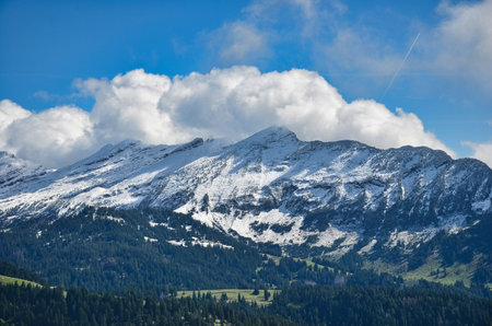 beautiful view of the snow-covered churfirsten above Lake Walen. Photo from the Mattstock mountain...