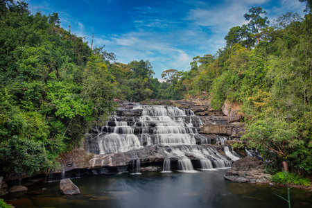 Waterfall Tad Xai Laos. Beautiful Waterfall in the nature of Laos, close to Vientianeの写真素材