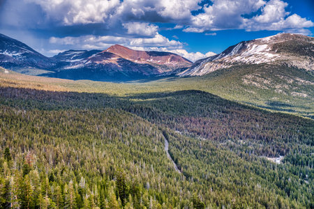 Yosemite National Park. Beautiful scenery with mountains, cliffs, wild rivers, waterfalls, and...