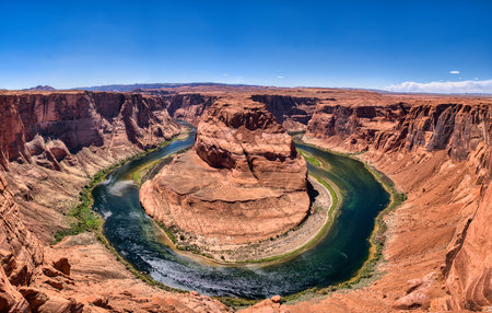 Horseshoe Bend, Arizona USA. Horseshoe Bend is a horseshoe-shaped valley meander of the Colorado River near the town of Page in the USA.の写真素材